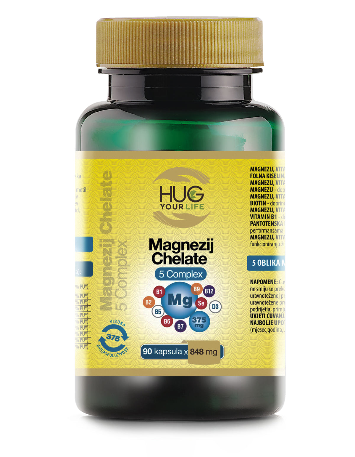 Magnezij Chelate 5 Complex, 90 kapsul, Hug your life