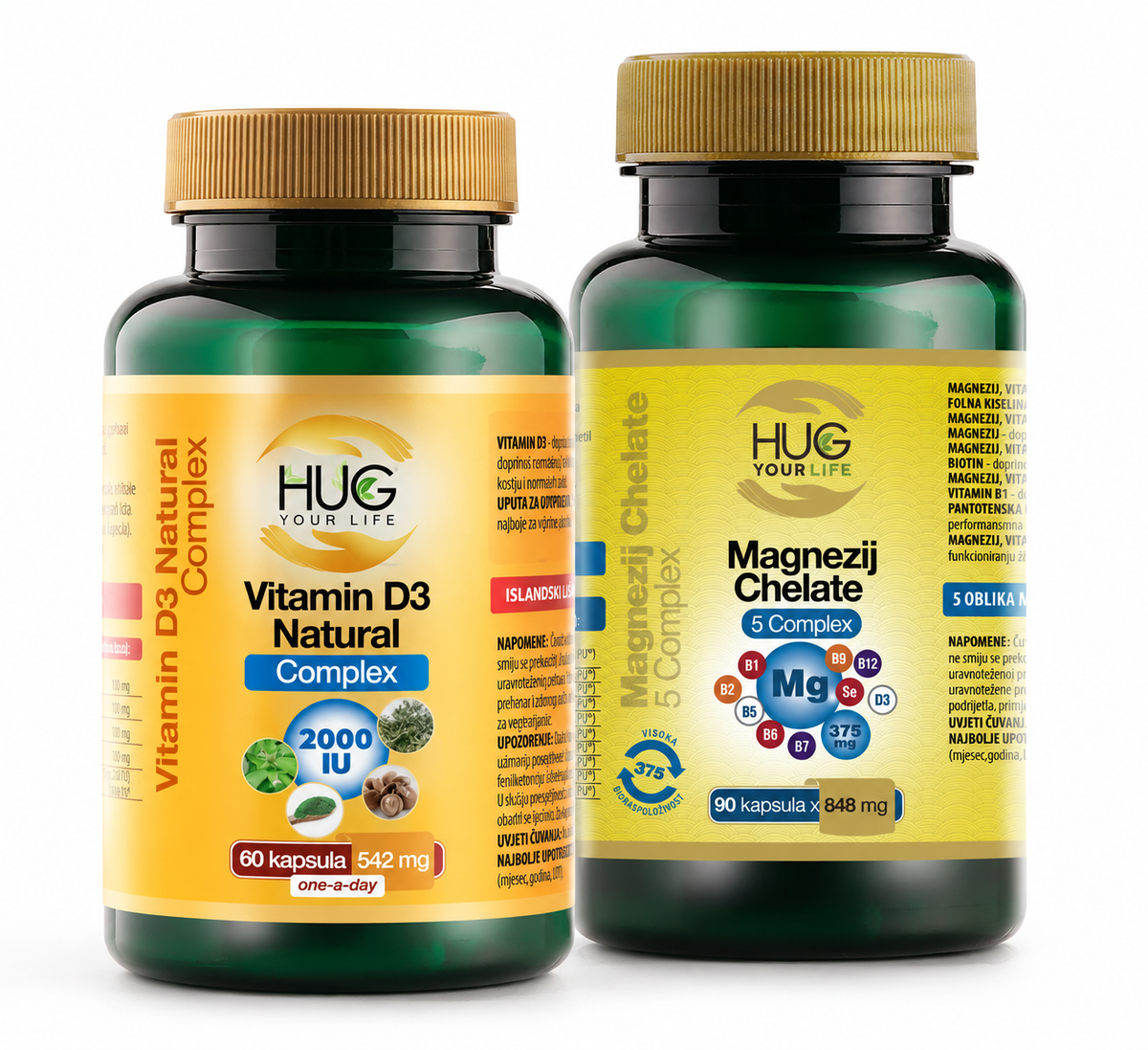 Vitamin D3 + Magnezij Chelate 5 Complex – Paket za vsakodnevno podporo | Hug your Life