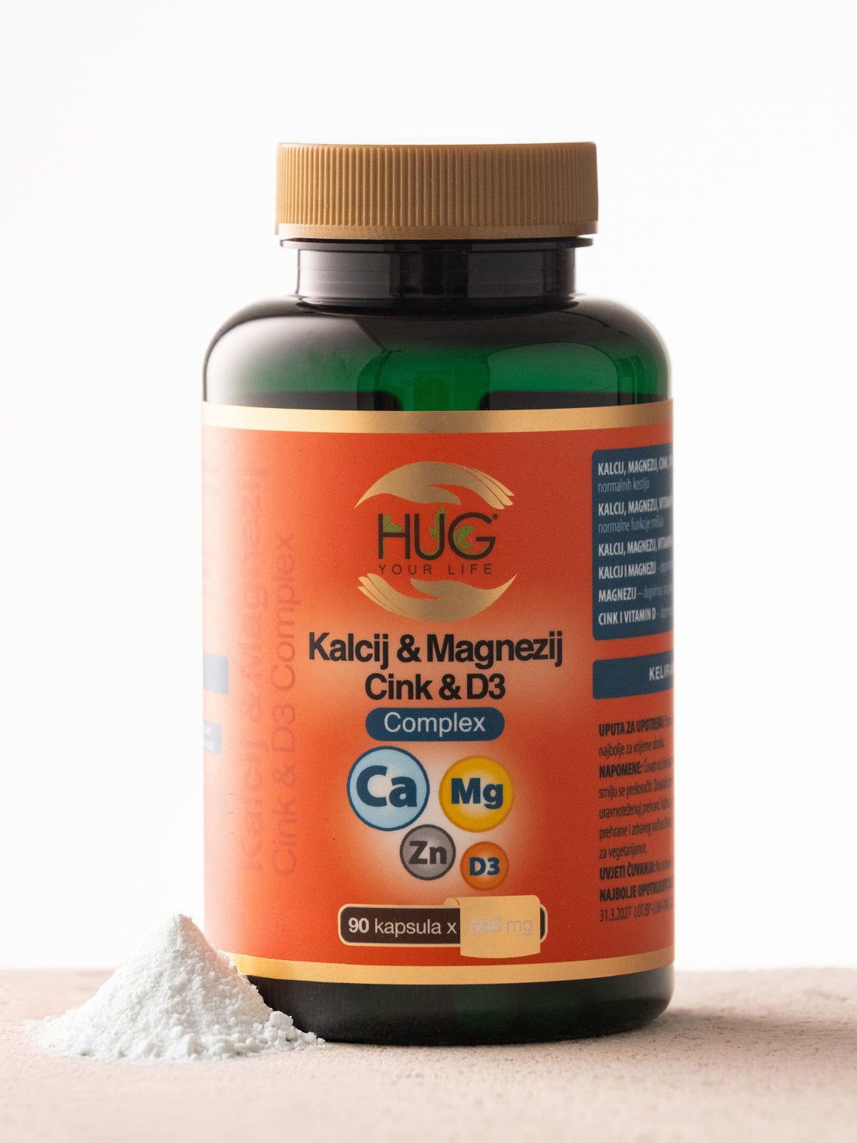 Kalcij, Magnezij, Cink, D3 Complex, 90 kapsul, Hug your life