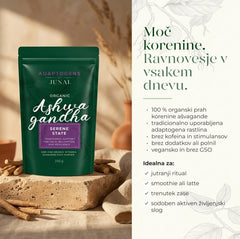 Eko Ashwagandha Serene State – 100 % organski prah korenine ašvagande, 250 g