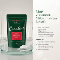 Junai Creatine Body Redefined – 100 % čisti kreatin monohidrat, 250 g